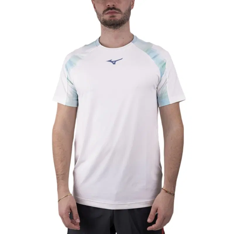 Mizuno FRONTIER SHADOW T-SHIRT Футболка теннисная Белый/Голубой