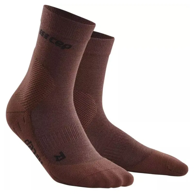 CEP COLD WEATHER MID-CUT SOCKS Компрессионные носки для бега с шерстью мериноса Коричневый