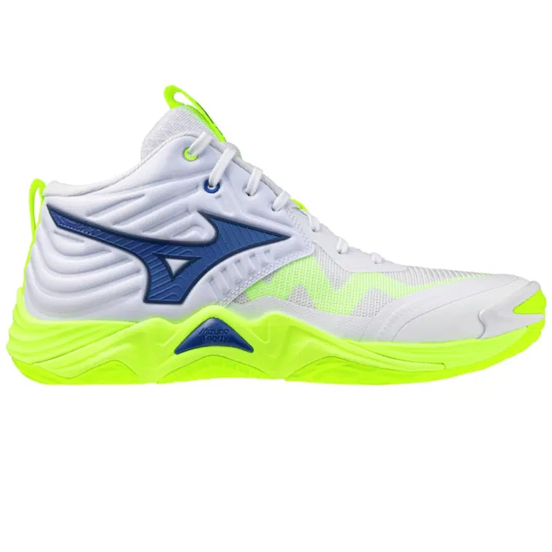 Mizuno WAVE MOMENTUM ELITE MID Кроссовки волейбольные Белый/Темно-синий/Желтый
