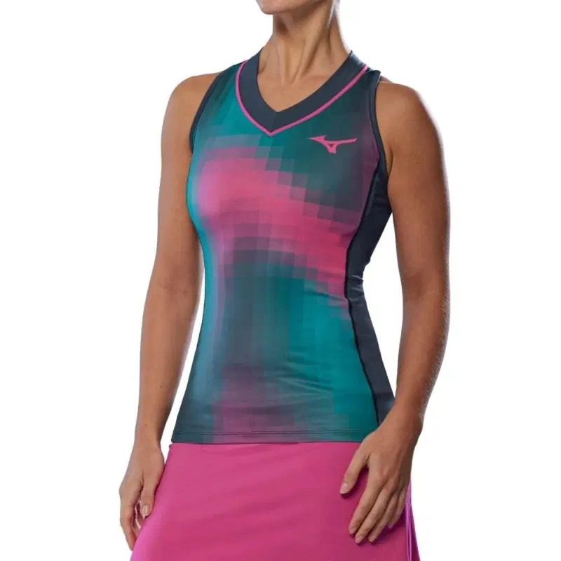 Mizuno FRONTIER TANK (W) Майка теннисная женская Темно-синий/Розовый
