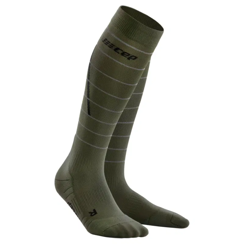 CEP REFLECTIVE TALL COMPRESSION SOCKS Компрессионные гольфы Темно-зеленый