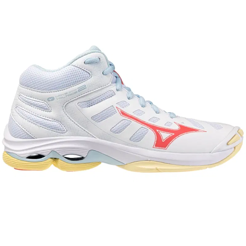 Mizuno WAVE VOLTAGE 2 MID (W) Кроссовки волейбольные женские Белый/Оранжевый