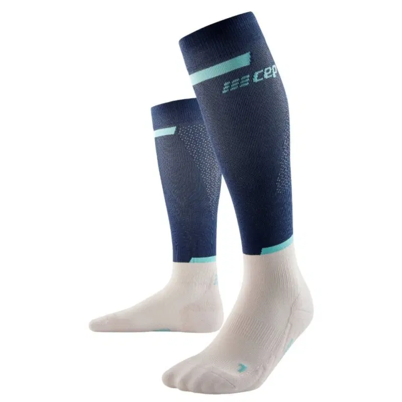 CEP THE RUN COMPRESSION TALL SOCKS 4.0 (W) Компрессионные гольфы женские Темно-синий/Белый
