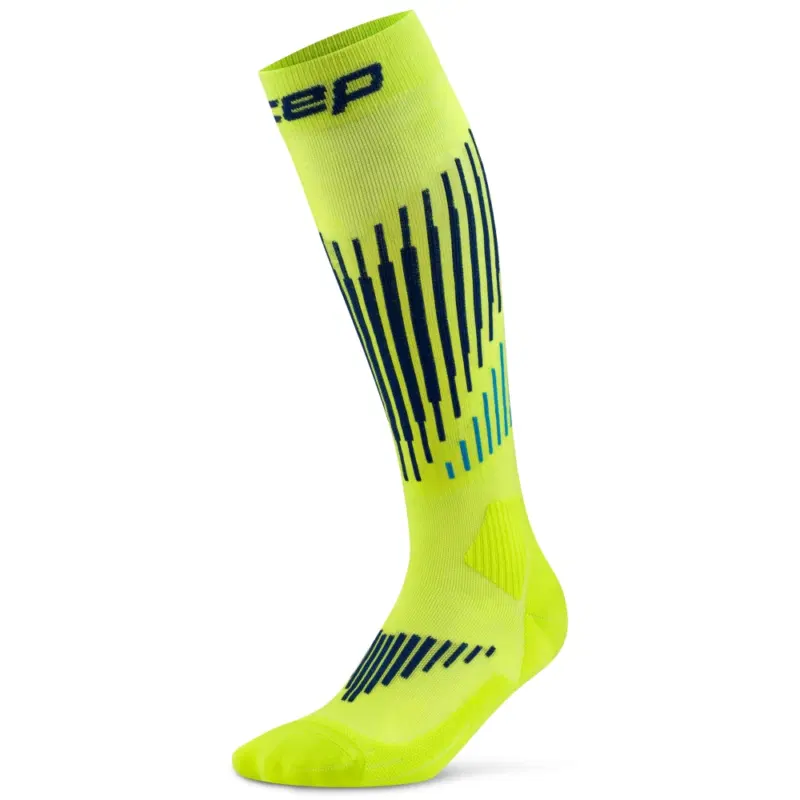 CEP CORE RUN MERINO TALL COMPRESSION SOCKS Компрессионные гольфы Желтый/Темно-синий/Голубой