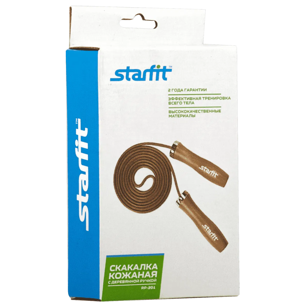 Starfit RP-201 Скакалка кожаная с деревянной ручкой