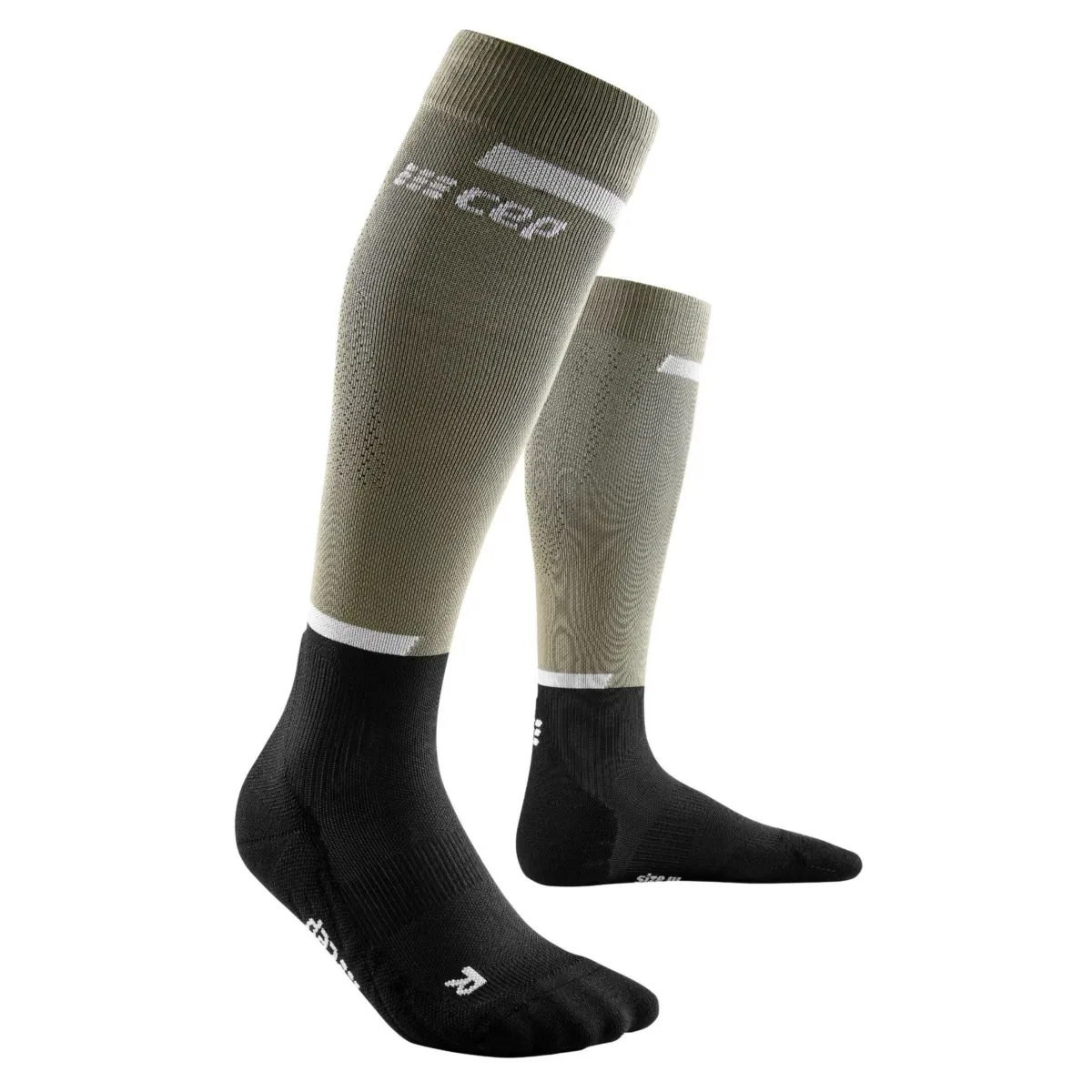 CEP THE RUN COMPRESSION TALL SOCKS 4.0 Компрессионные гольфы Оливковый/Черный