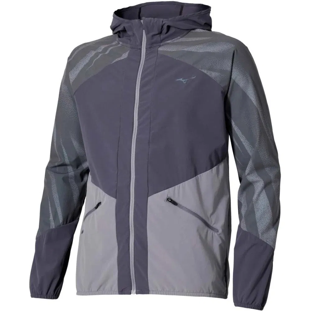 Mizuno ACTIVE ALPHA HODDED JACKET "ODYSSEY GRAY" Куртка беговая ветрозащитная Серый