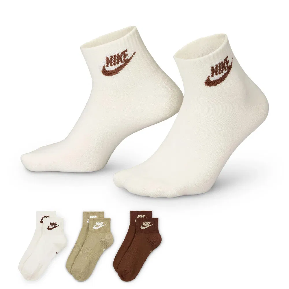 Nike EVERYDAY ESSENTIAL ANKLE Носки беговые (3 пары) Белый/Светло-коричневый/Коричневый