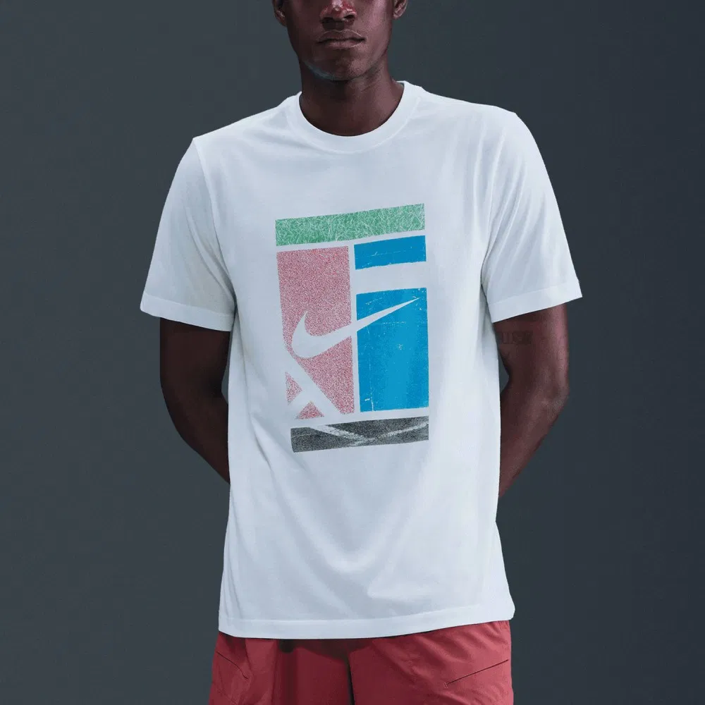 Nike COURT DRI-FIT Футболка теннисная Белый/Голубой