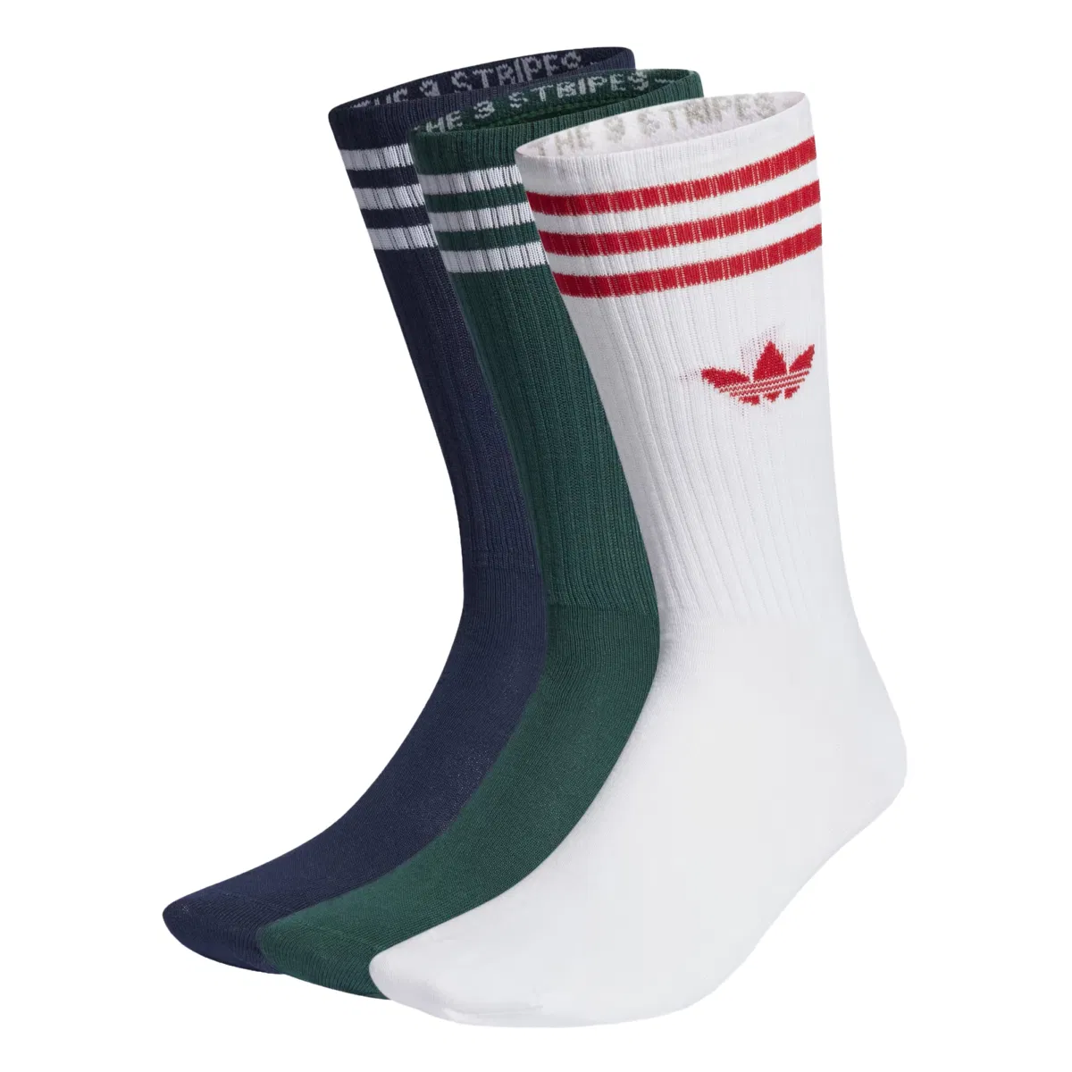 Adidas SOLID CREW SOCKS 3P Носки высокие Белый/Зеленый/Темно-синий