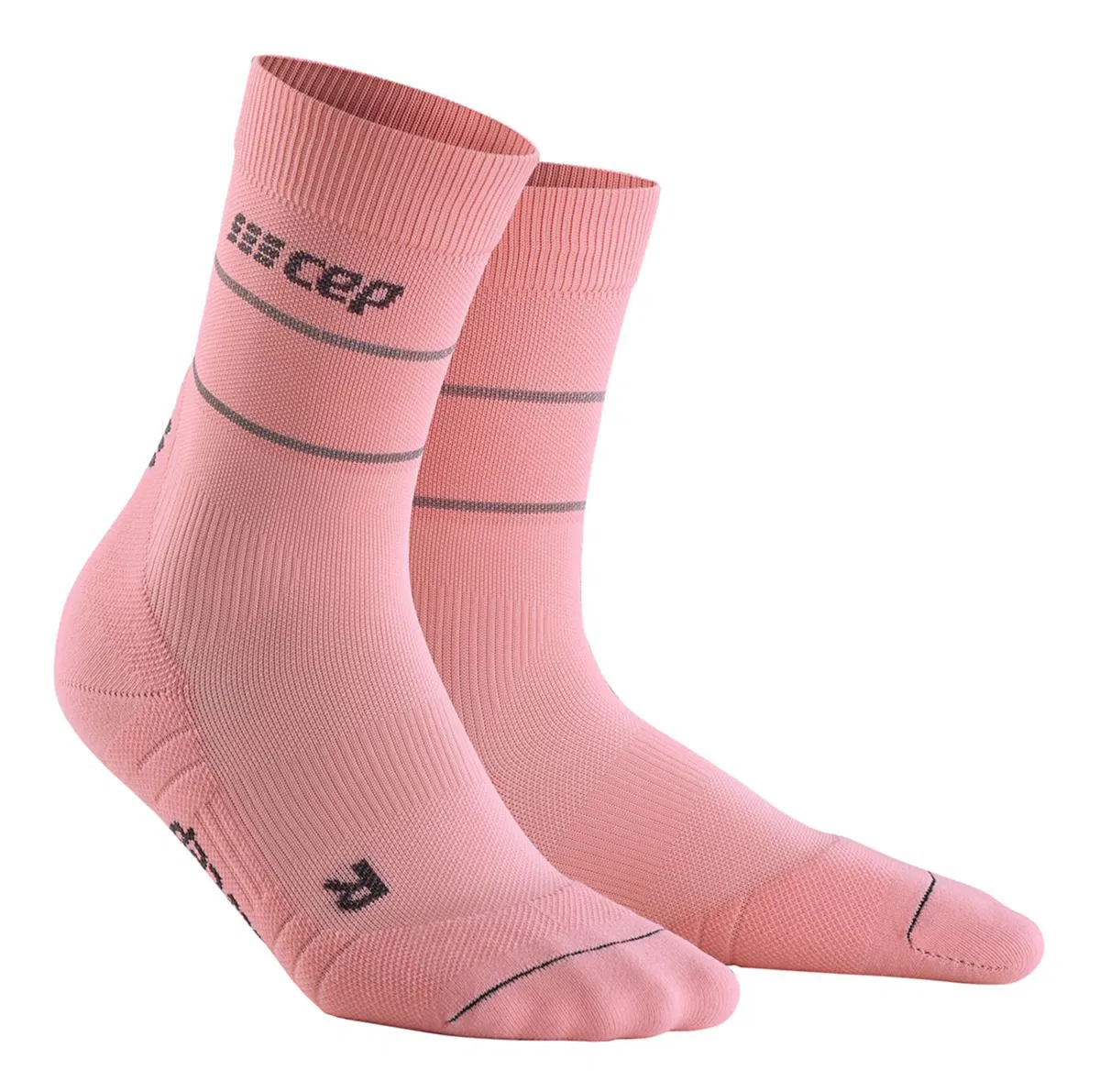 CEP REFLECTIVE MID CUT COMPRESSION SOCKS (W) Компрессионные носки женские Розовый/Серый