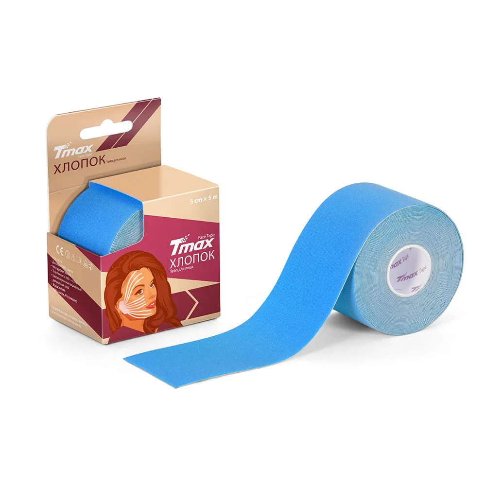Tmax BEAUTY TAPE ШЕЛК 5см×5м Кинезиотейп Голубой