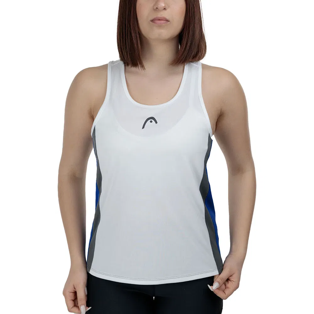 Head CLUB 25 TECH TANK TOP (W) Майка теннисная женская Белый/Серый/Темно-синий
