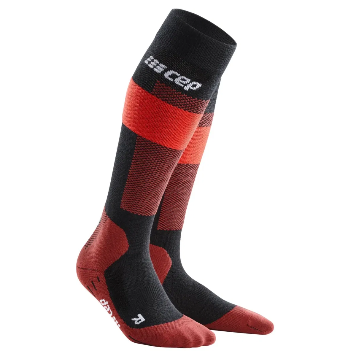 CEP SKI MERINO TALL COMPRESSION SOCKS Компрессионные гольфы с шерстью мериноса для горнолыжного спорта Черный/Красный
