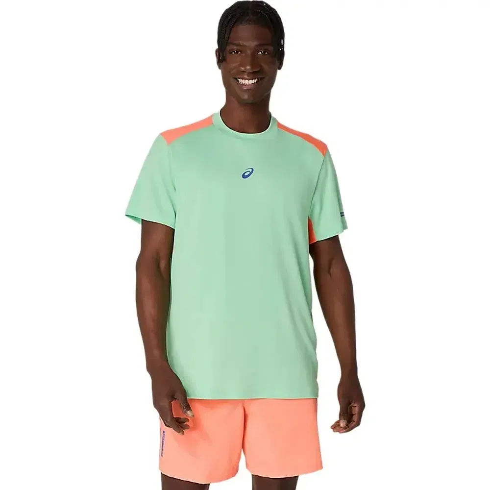 Asics PADEL COURT SS TOP Футболка для падела Зеленый/Оранжевый