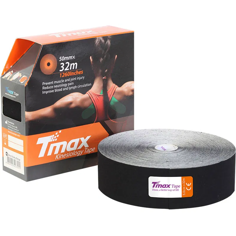 Tmax 32M EXTRA STICKY BLACK 5см×32м Кинезиотейп Черный