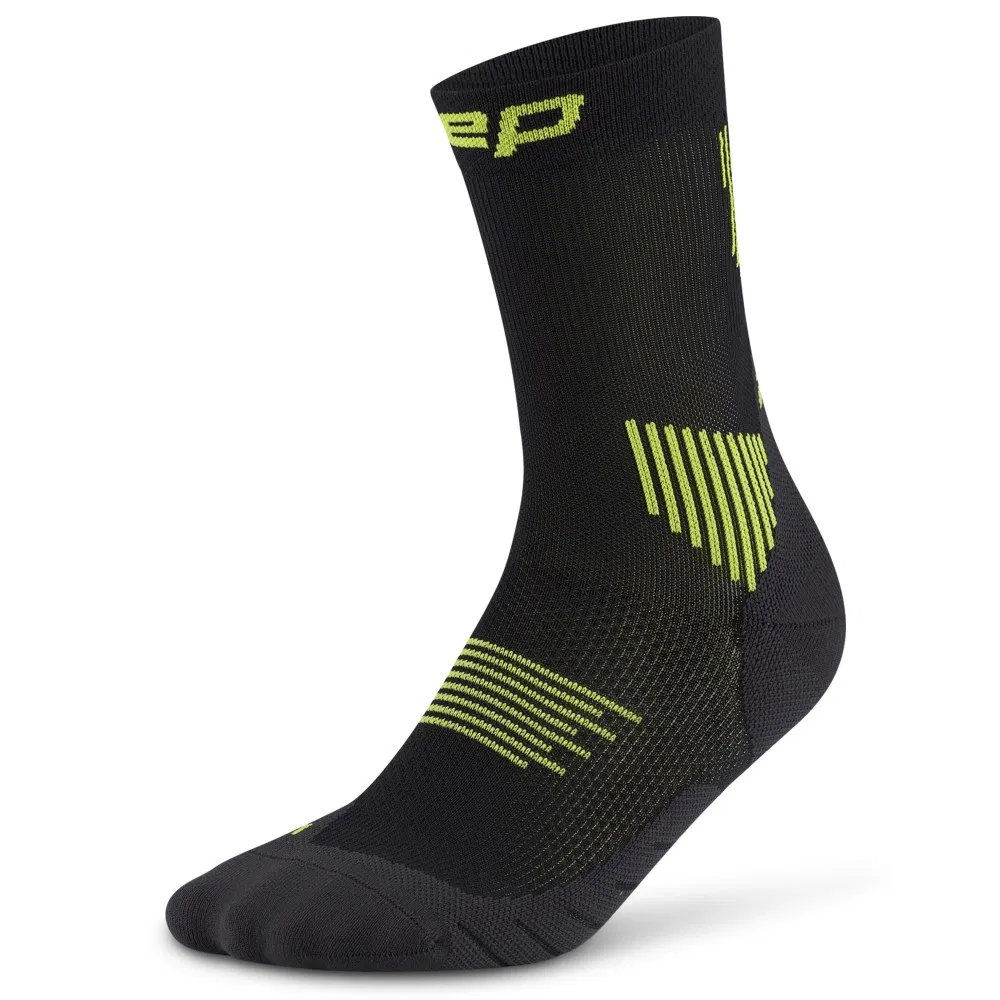 CEP CORE RUN COMPRESSION MID CUT SOCKS 5.0 (W) Компрессионные носки женские Черный/Салатовый