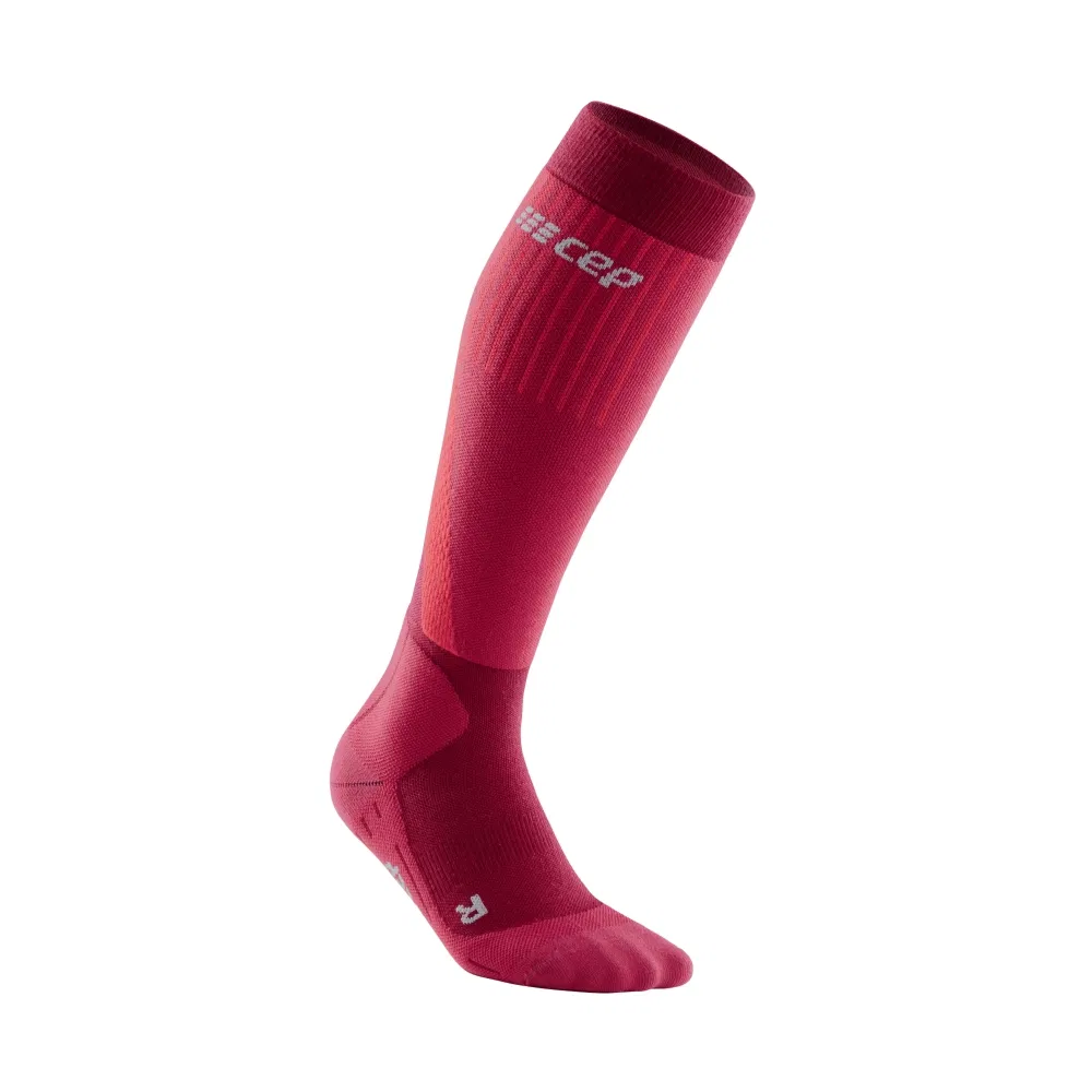 CEP SKI TOURING TALL COMPRESSION SOCKS (W) Компрессионные гольфы с шерстью мериноса для катания на лыжах женские Красный