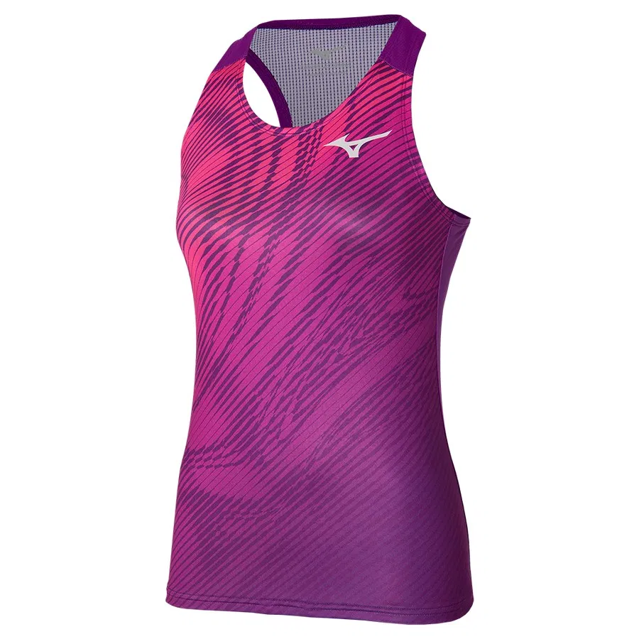 Mizuno CHARGE PRINTED TANK (W) Майка теннисная женская Фиолетовый/Розовый
