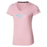 Mizuno CORE RUNBIRD TEE (W) Футболка беговая женская Розовый/Голубой