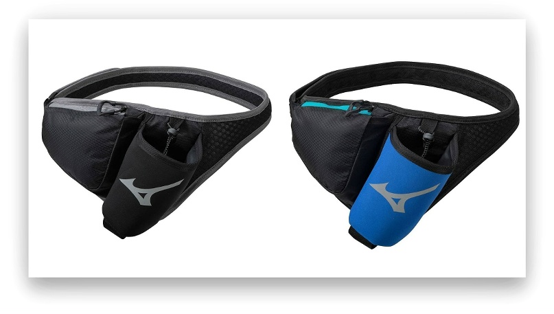 Сумка Mizuno RUNNING WAIST BOTTLE BAG представлена в двух цветах: черном и синем