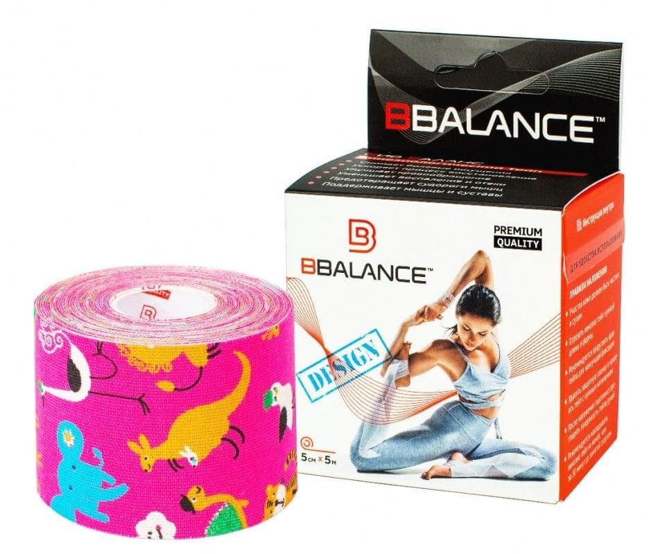

Тейпы, Пластыри BBTape, BBTape KINESIO DESIGN 5смx5м Тейп Сафари розовый