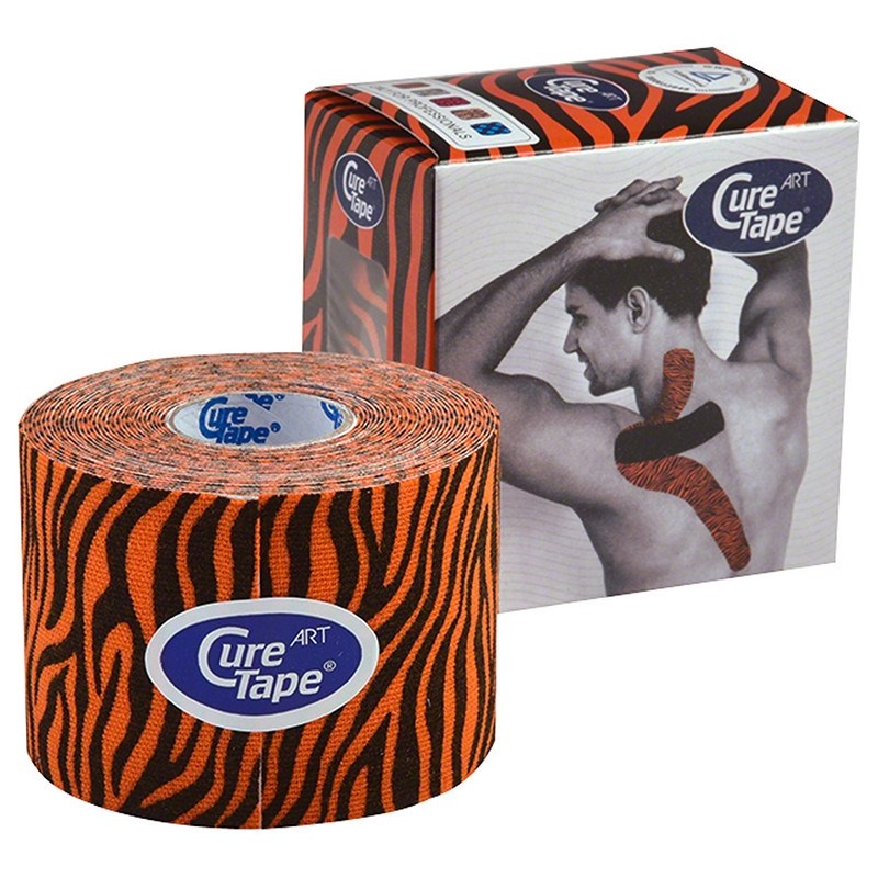 

Тейпы, Пластыри CureTape, CureTape ART TIGER 5см×5м Кинезиотейп Оранжевый/Черный