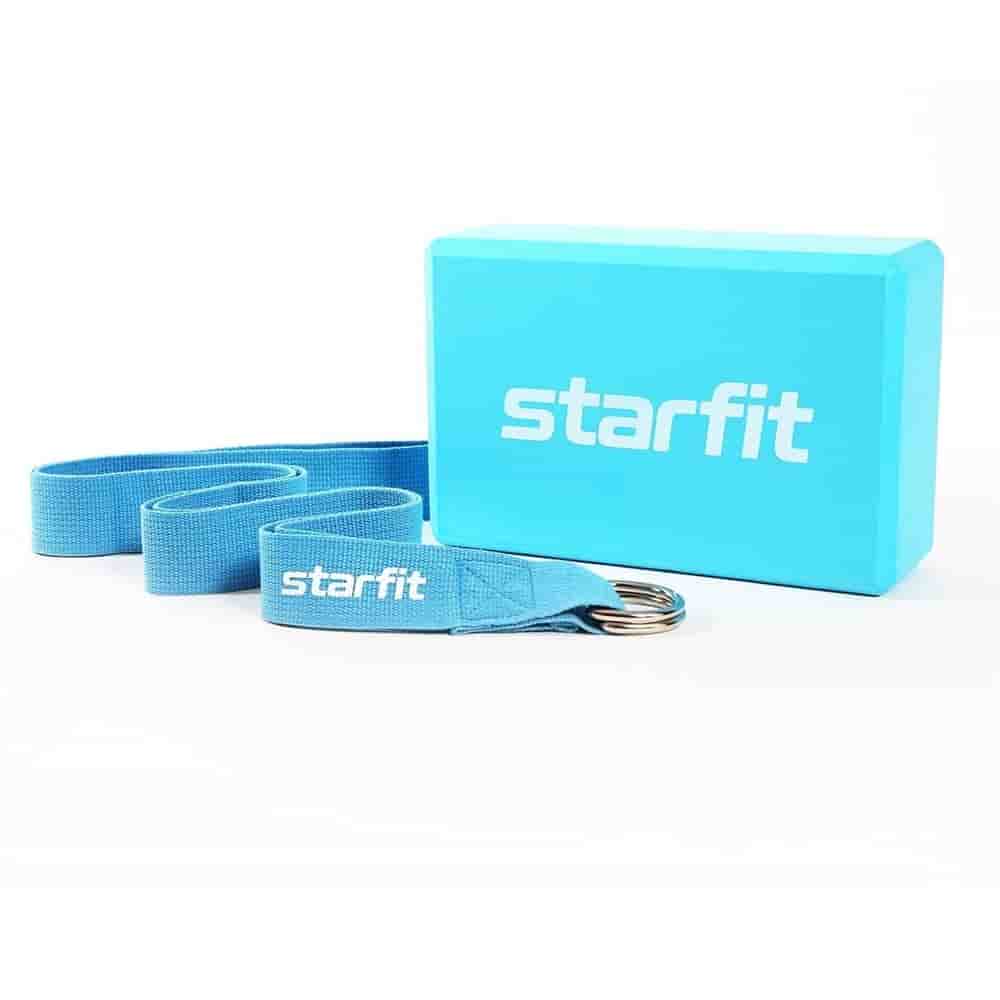 

Для фитнеса Starfit, Starfit YB-205 Блок и ремень для йоги Синий пастель