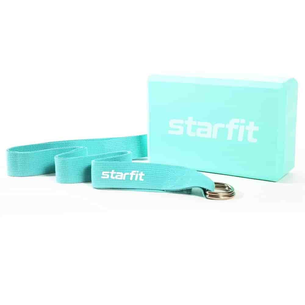 

Для фитнеса Starfit, Starfit YB-205 Блок и ремень для йоги Мятный