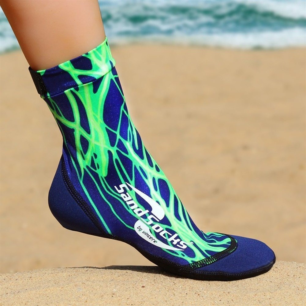 Vincere SAND SOCKS GREEN LIGHTNING Носки для пляжного волейбола  Синий/Зеленый купить в интернет-магазине экипировочного центра