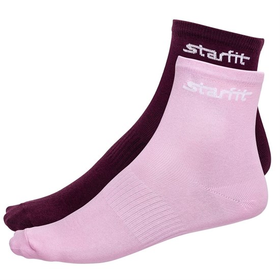 Starfit SW-206 Носки беговые (2 пары) Бордовый/Розовый - фото 158482