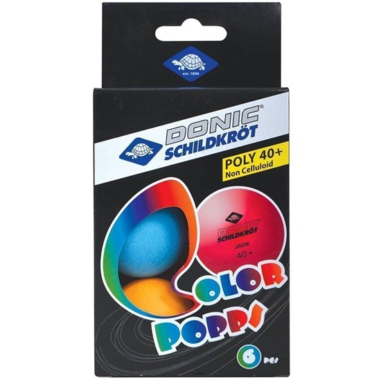 Donic SCHILDKROET COLOUR POPPS POLY Мячи для настольного тенниса (6 шт) - фото 159330