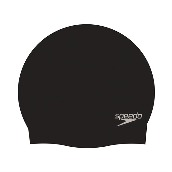 Speedo PLAIN MOLDED SILICONE CAP Шапочка для плавания Черный/Серебристый - фото 171135