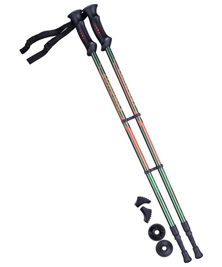 Палки для скандинавской ходьбы Longway, 77-135 см, 2-секционные, тёмно-зеленый/оранжевый - фото 172323