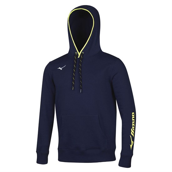 Mizuno SWEAT HOODIE Толстовка беговая с капюшоном Темно-синий/Белый - фото 215357