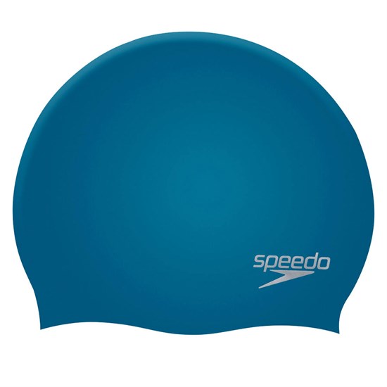 Speedo PLAIN MOLDED SILICONE CAP Шапочка для плавания Синий/Серебристый - фото 215399
