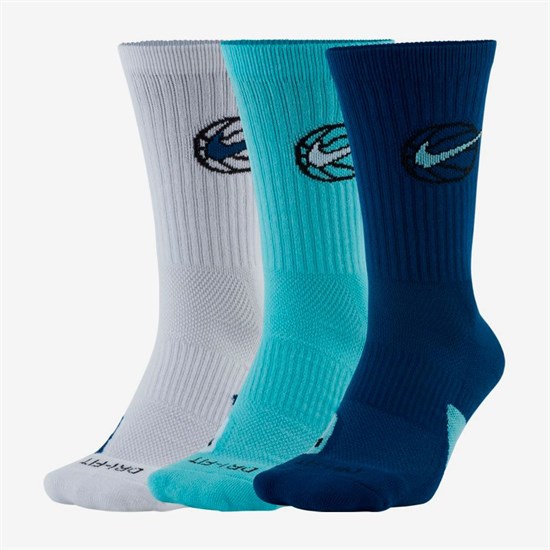 Nike EVERYDAY CREW Носки баскетбольные (3 пары) Белый/Голубой/Синий - фото 224610