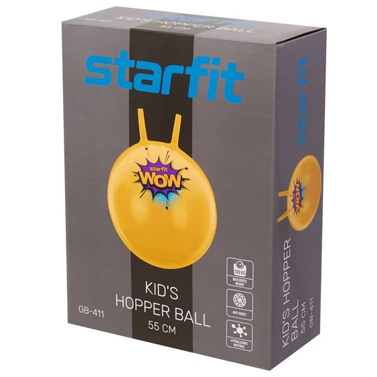Starfit GB-411 55СМ, 650Г Мяч-попрыгун с ручкой антивзрыв Желтый - фото 232251
