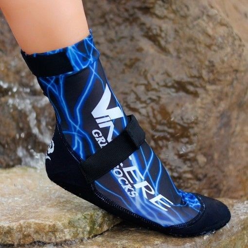 Vincere GRIP SOCKS STRAPPED BLUE LIGHTNING Носки для пляжного волейбола (Липкий лого) Черный/Синий - фото 234719