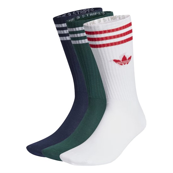 Adidas SOLID CREW SOCKS 3P Носки высокие Белый/Зеленый/Темно-синий - фото 245299