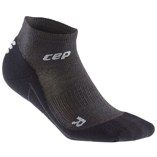 CEP MERINO LOW-CUT SOCKS Компрессионные короткие носки с шерстью мериноса для занятий спортом Черный/Серый - фото 251892