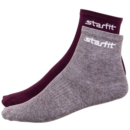 Starfit SW-206 Носки беговые (2 пары) Бордовый/Серый - фото 252376