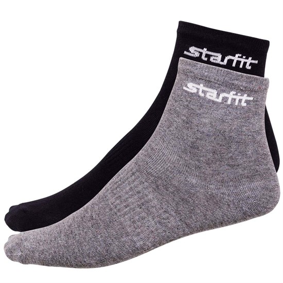 Starfit SW-206 Носки беговые (2 пары) Светло-серый/Черный - фото 252422