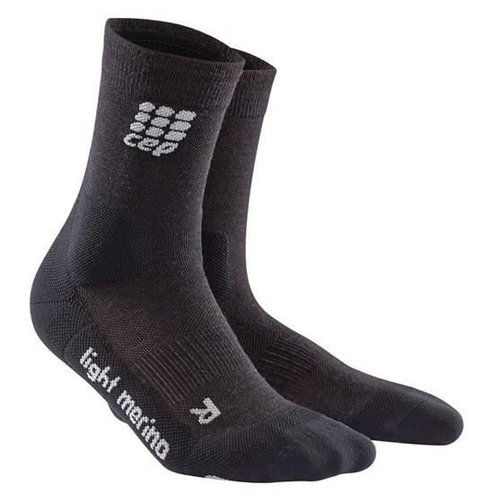 CEP OUTDOOR LIGHT MERINO MID-CUT SOCKS Компрессионные тонкие высокие носки с шерстью мериноса Черный - фото 252604