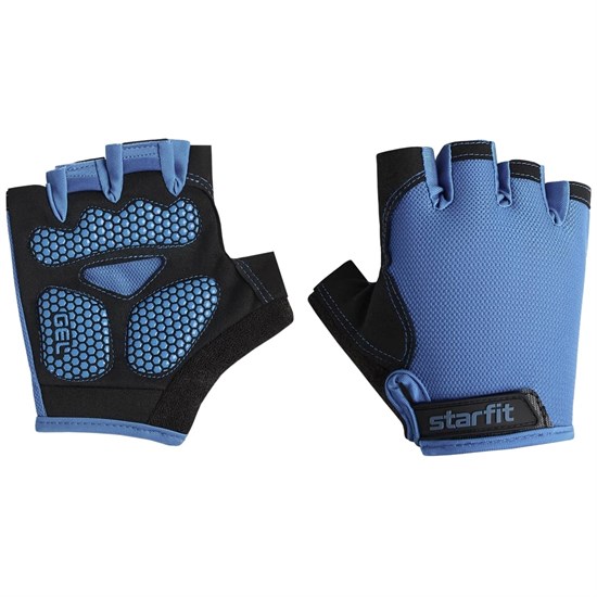 Starfit WG-105 Перчатки для фитнеса с гелевыми вставками Черный/Синий - фото 254105
