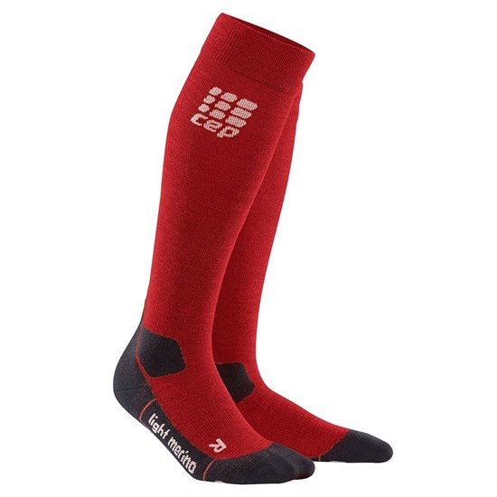 CEP OUTDOOR LIGHT MERINO SOCKS (W) Компрессионные тонкие гольфы с шерстью мериноса женские Красный - фото 260475