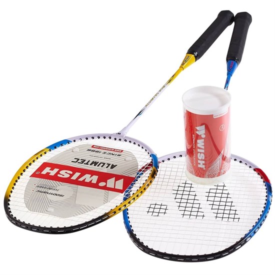 Wish ALUMTEC 502 Набор для бадминтона (2 ракетки, 2 волана) Cиний/Желтый - фото 262612