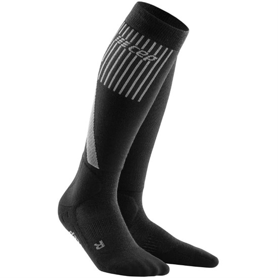 CEP SKI TOURING TALL COMPRESSION SOCKS Компрессионные гольфы с шерстью мериноса для катания на лыжах Черный/Белый - фото 262697