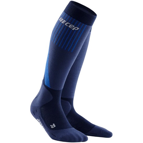 CEP SKI TOURING TALL COMPRESSION SOCKS Компрессионные гольфы с шерстью мериноса для катания на лыжах Темно-синий/Синий - фото 265623