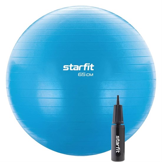 Starfit GB-109, 65 СМ, 1000 Г Фитбол антивзрыв с ручным насосом Синий - фото 266217